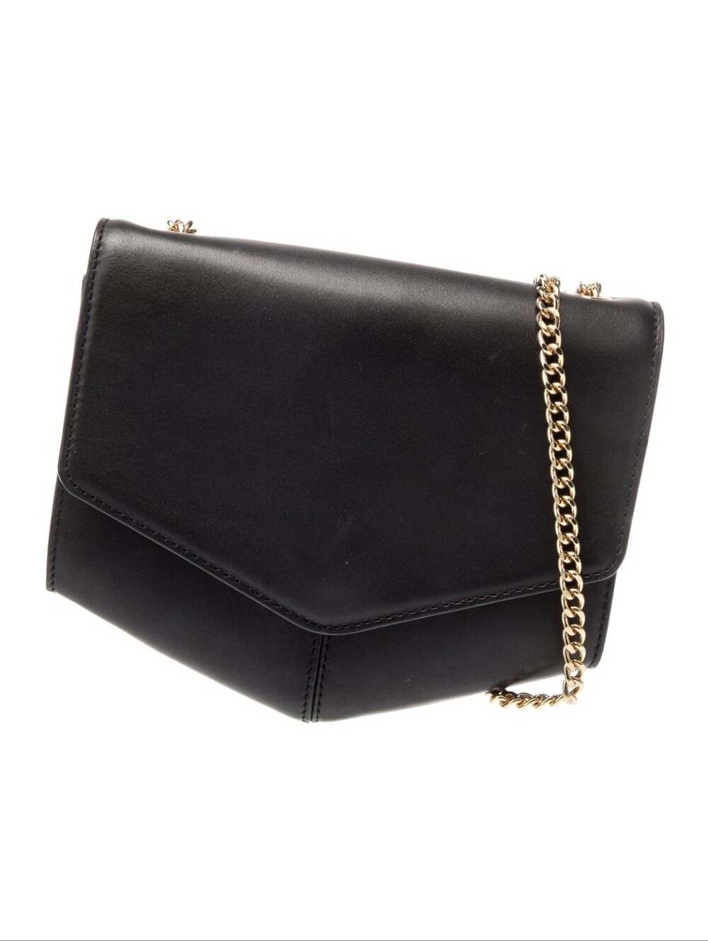 Sandro Black Leather Crossbody Bag with Gold Chain